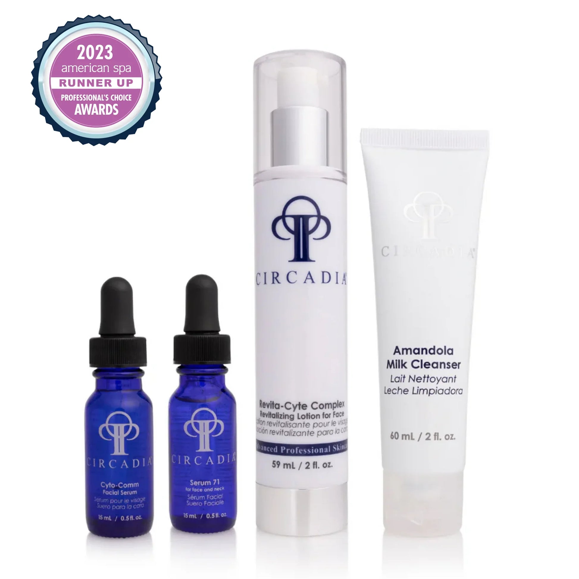 ANTI-AGING Regimen kit with cleanser, serums, and revitalizing lotion for skincare.