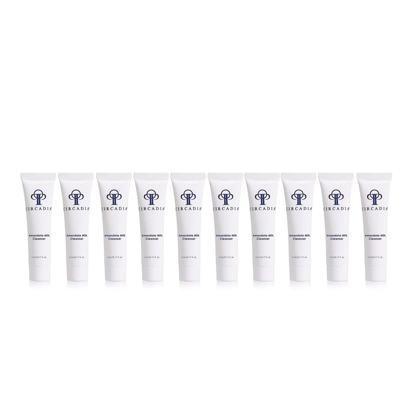 Amandola Milk Cleanser 10 pack sample, 5 mL each, with Lactic and Mandelic Acids for exfoliating and hydrating skin.