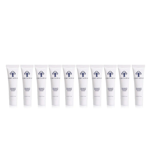 Aquaporin Hydrating Cream 10-pack, 5 mL sample tubes, natural oils for skin moisture.