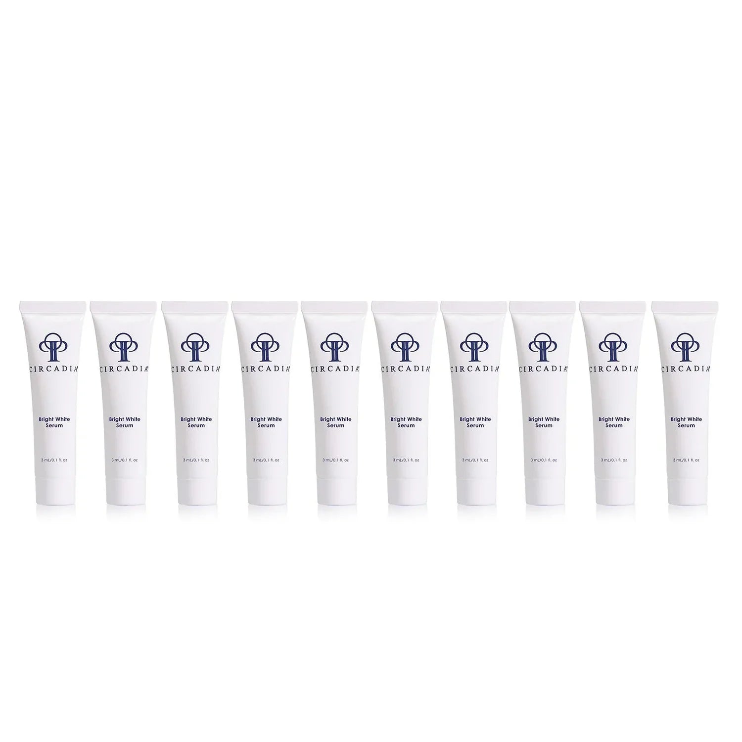10-pack of Bright White Serum, 3mL tubes for brightening skin and reducing hyperpigmentation.