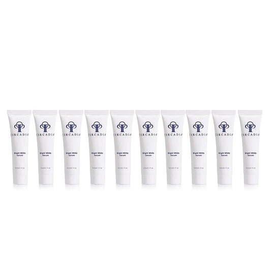 10-pack of Bright White Serum, 3mL tubes for brightening skin and reducing hyperpigmentation.