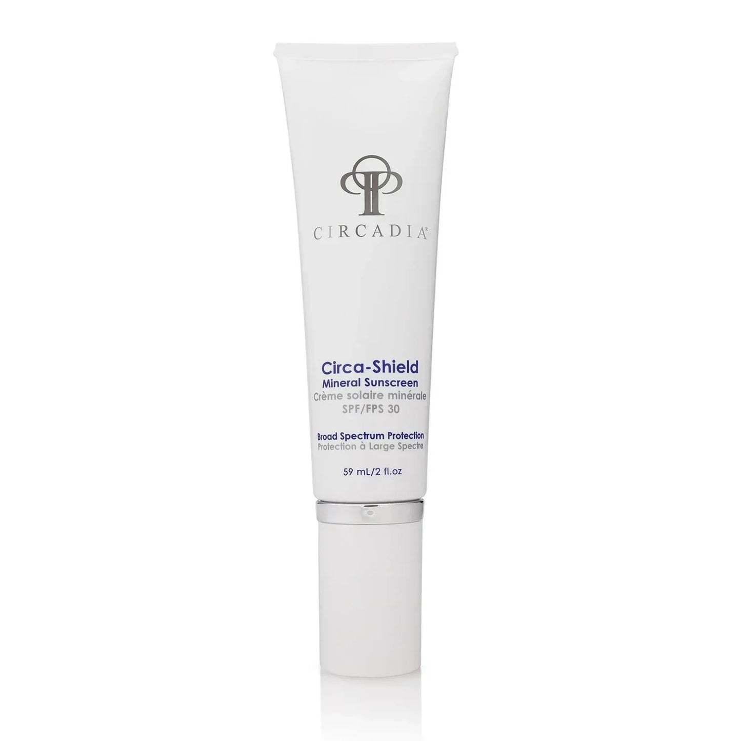 Circa-Shield Mineral Sunscreen SPF 30 tube, 2 oz, with zinc oxide for digital pollution defense.