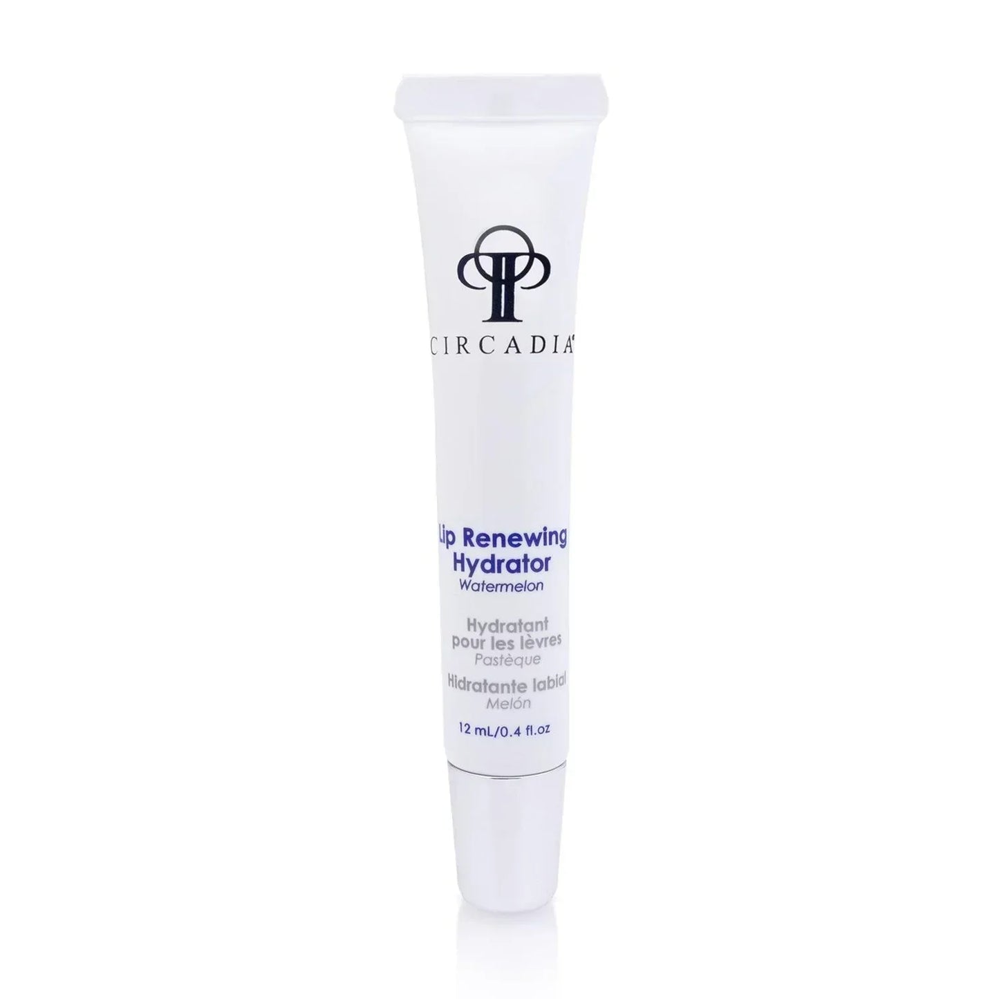 Lip Renewing Hydrator – Watermelon tube, Circadia, 12mL, collagen-boosting peptides, hyaluronic spheres.