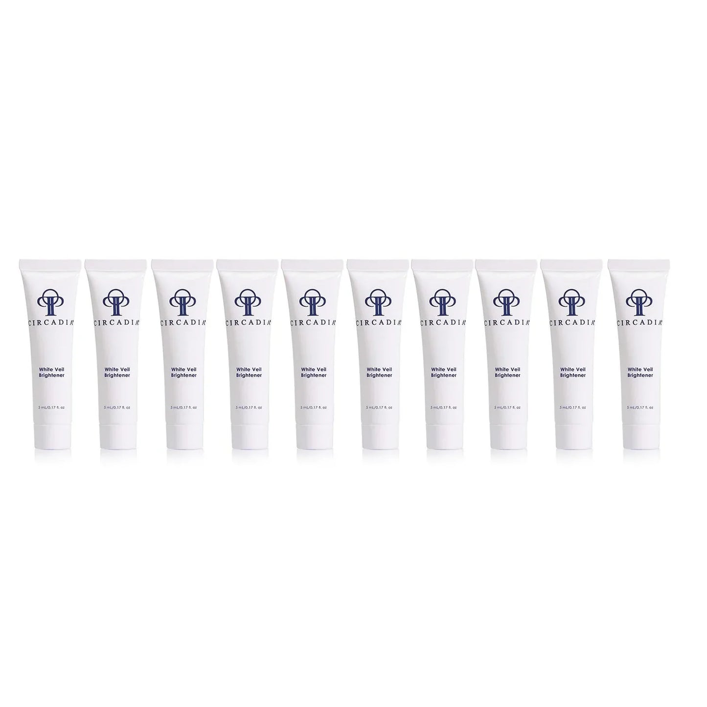 White Veil Brightener 10 pack sample, 5 mL tubes, complexion illuminating lotion.