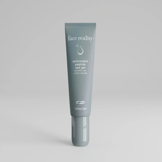 Antioxidant Peptide Eye Gel in 12 mL recyclable needle-nose tube.