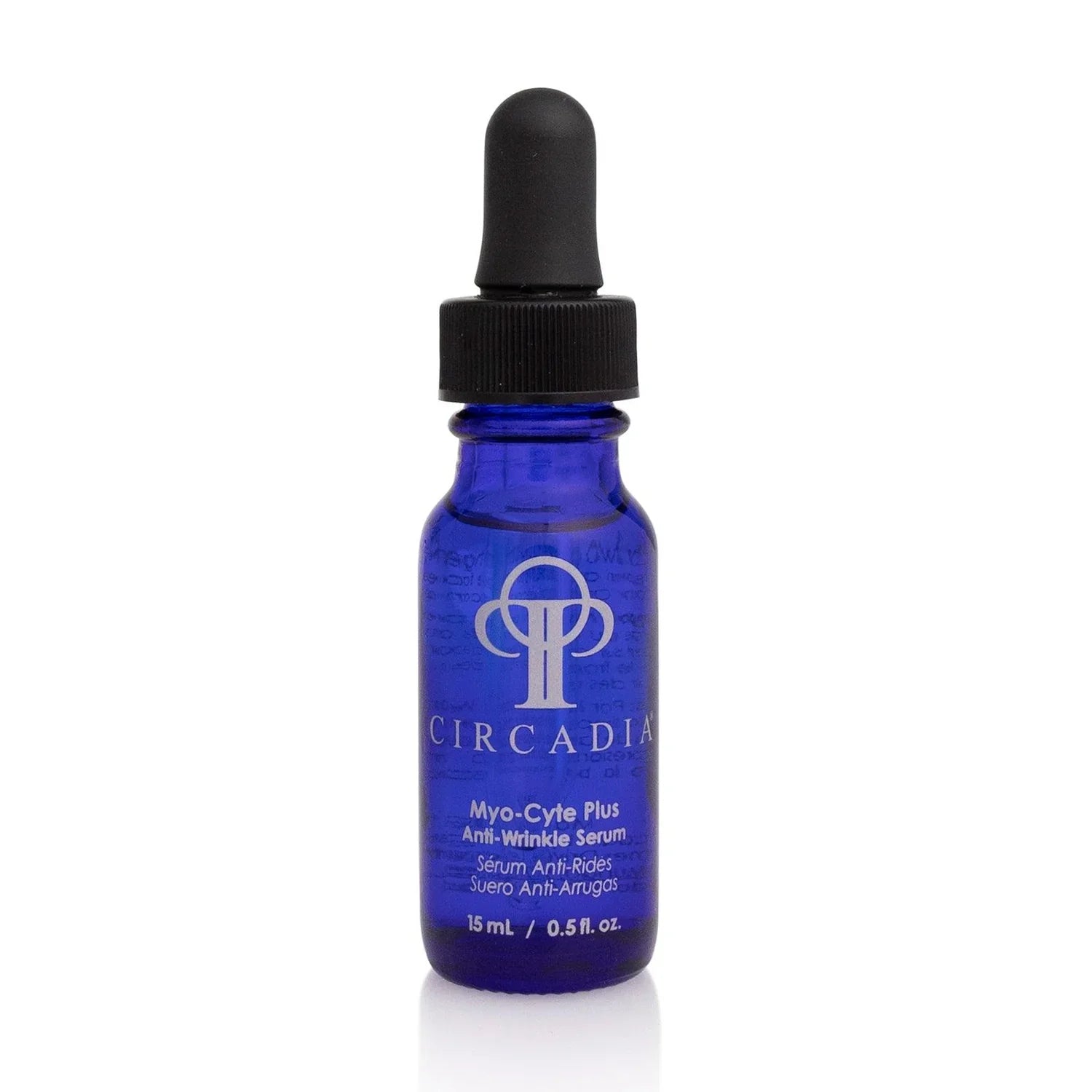 Myo-Cyte Plus Anti-Wrinkle Serum bottle with dropper, 15mL.